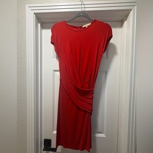 Michael Kors Red Draped Midi Dress